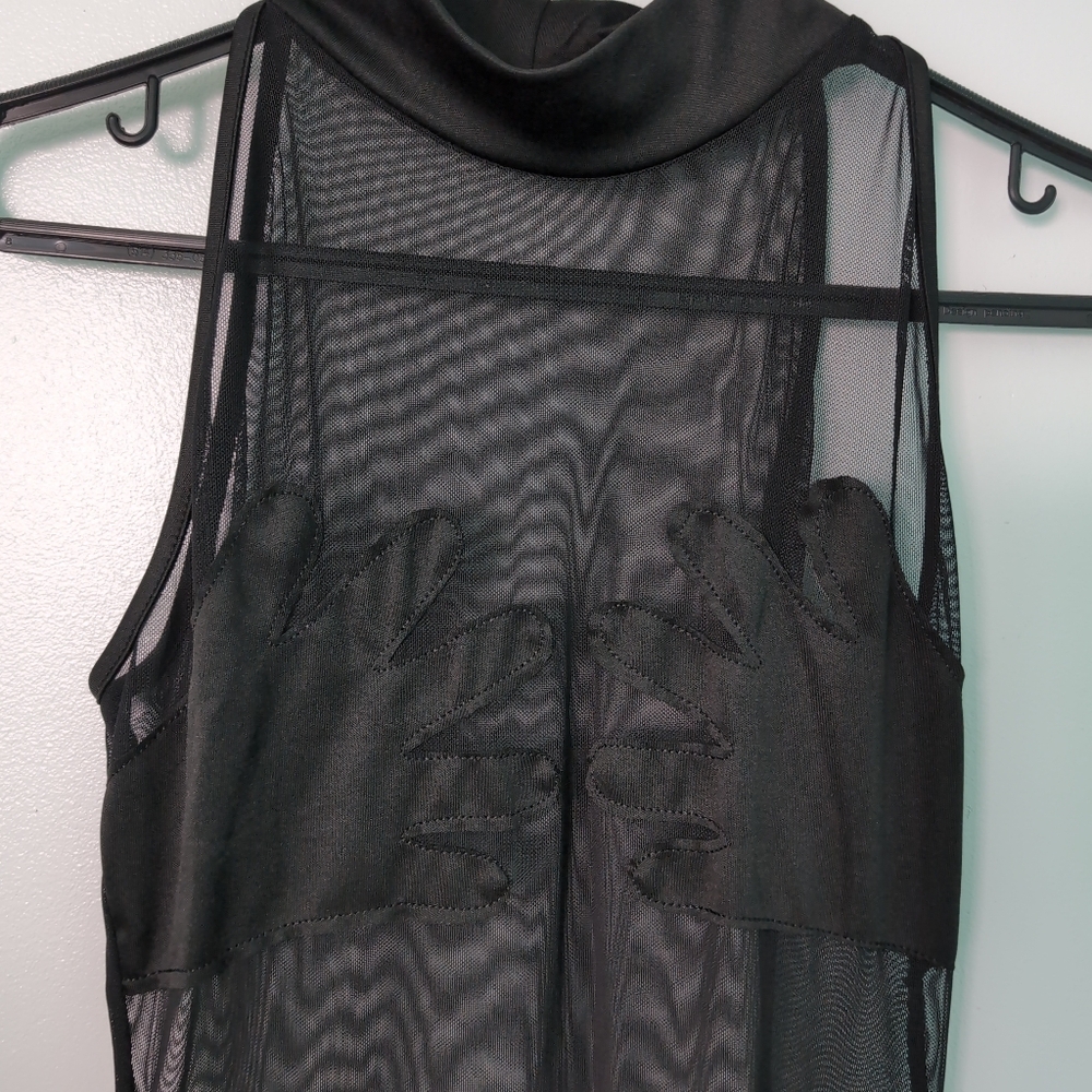 Black Sheer Mesh Dress W Hands On Chest Details Ptp 16-19.5 - Picture 2 of 6
